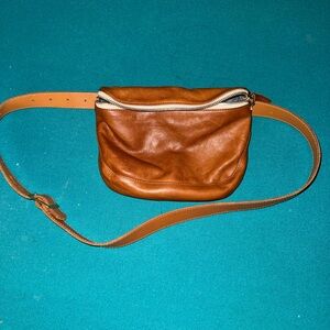 clare v fanny belt bag in beautiful chestnut leather
